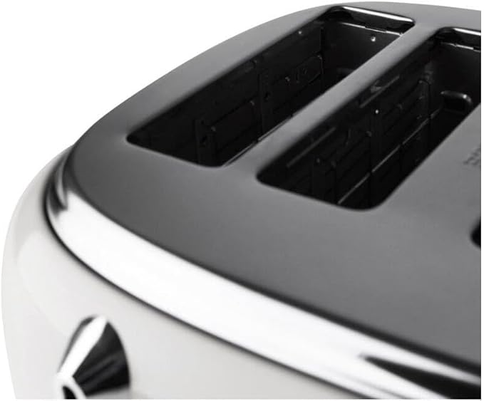 HADEN Heritage Toaster with Extra Wide Slots, 1500-Watt, Ivory & Chrome - Retro Stainless Steel Design with Self-Centering Function, Adjustable Browning Control & Removable Crumb Tray