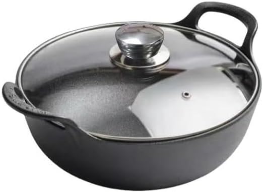 Cast Iron Wok with Handles, Grilling Wok, Use in the Oven, on the Stove, or on the Grill (Wok with Lid 11 inch)