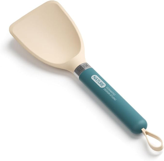 Silicone Small Spatula for Cooking Flexible Turner with Solid Inner Core and Heat Resistant Nylon Handle Ideal Spatula for Non-Stick Cookware