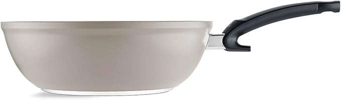 Fissler Ceratal Comfort Ceramic 12 Inch Non-Stick Wok, Warm Grey, Made without PFAS