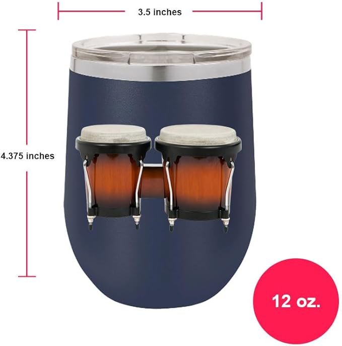 Bongos Wine Tumbler, Bongos Gift, 12oz Stainless Steel Wine Tumbler, Gifts For Him, For Her, For Boys, For Girls, Birthday, Christmas Gift idea (Blue)
