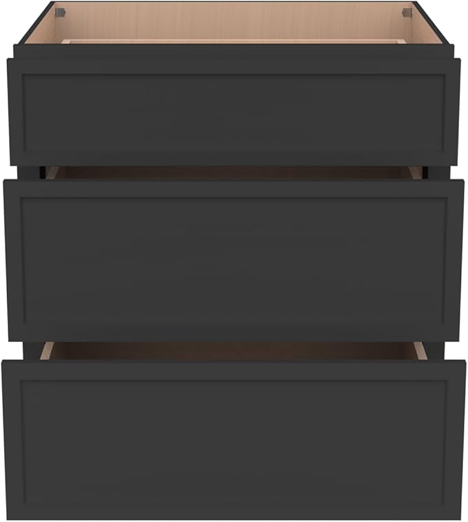 Newtown 3-Drawer Solid Wood Cabinet Premium Storage Organizer for Kitchen,Office Files, Essentials, and Mor Versatile and Stylish Drawer Cabinet for Home (NT-Charcoal Black, 21"W x 24"D x 34.5"H)