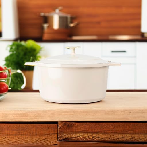 Gotham Steel 5 Qt Dutch Oven Pot with Lid, Nonstick Ceramic Dutch Oven Stock Pot, 10 in 1 Cooking Pots & Dutch Ovens for Bread Baking, Lightweight Oven & Dishwasher Safe ??Cream