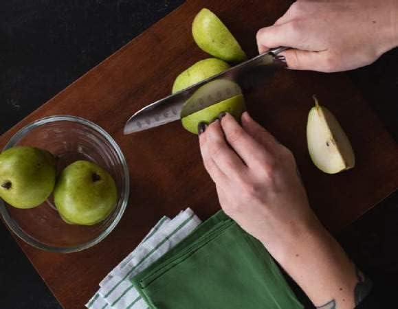 DURA LIVING 7-Inch Santoku Knife ??Ultra-Sharp German High Carbon Stainless Steel, Full Tang, Ergonomic Handle, Multipurpose Kitchen Knife for Chopping, Slicing, and Dicing, Cream
