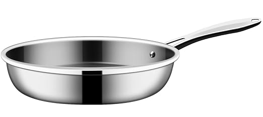 Nuwave Designs- 12" Fry Pan, Skillet, Even-Heating Technology, 3 Layer 18/10 Stainless Steel, Tri-Ply & Heavy-Duty Construction, PTFE PFOA PFOS Free,10 -Ye채r W채rranty