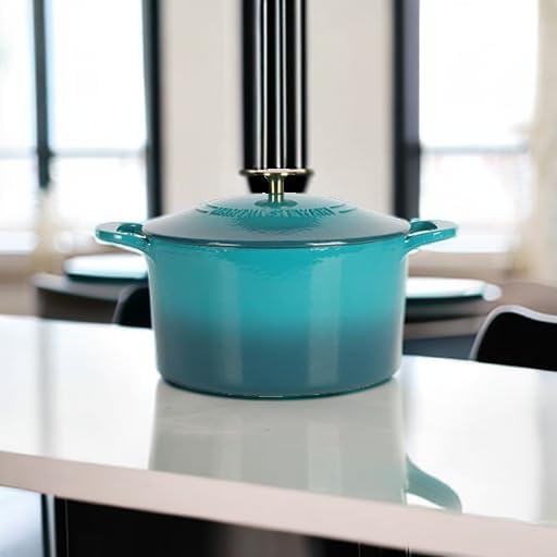 Martha Stewart Gatwick 7-Quart Enamel Cast Iron Dutch Oven ??Emerald Ombre with Gold Knob ??Durable Heavy-Duty Dutch Oven for Slow Cooking, Braising & Baking