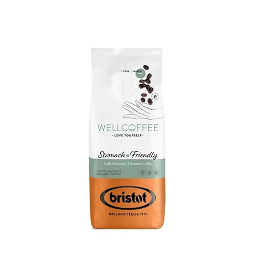 Bristot Wellcoffee Dewaxed ??Low-Acid Italian Ground Espresso ??Medium Roast Coffee for Moka Pot, French Press & Pour Over ??7.05 oz (200g)