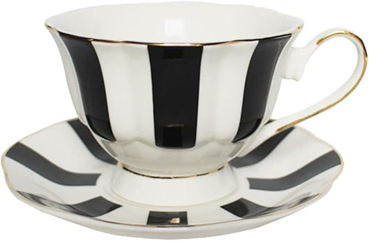 Hemoton Polka Dot Cup and Saucer Set Ceramic Coffee Mug with Saucer 5.3 Inch Vintage European Style Porcelain Coffee Cup for Latte Cappuccino Tea and Afternoon Tea Serving