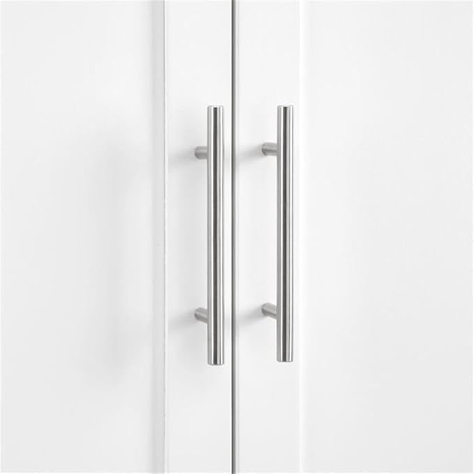 BOWERY HILL 4-Cabinet Wood Tall Pantry in White/Chrome (Set of 2)