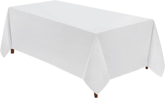 VidaFete 1 Pack Tablecloth 90 * 156inch Rectangle Table Cloth Polyester, Stain Wrinkle Resistant Polyester Dining Table Cover for Kitchen Dinning Party Wedding Tabletop Buffet Decoration(White)
