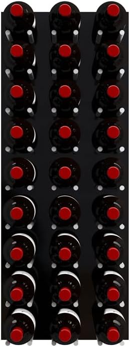 Fusion Wine Wall Cork-Out (3 Foot, Black Acrylic, Satin Aluminum Peg, Stores 27 Bottles) ??Modular Wine Rack for Home Bars or Wine Cellars