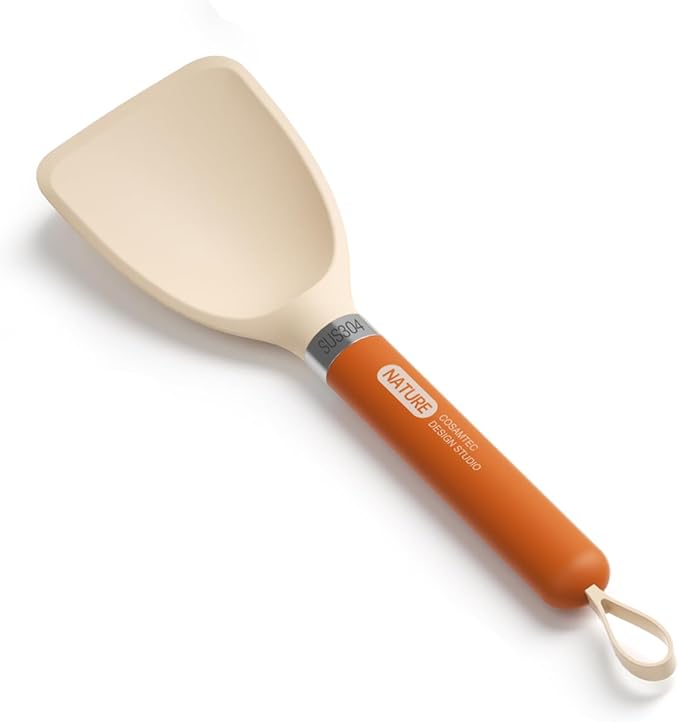 Silicone Small Spatula for Cooking Flexible Turner with Solid Inner Core and Heat Resistant Nylon Handle Ideal Spatula for Non-Stick Cookware