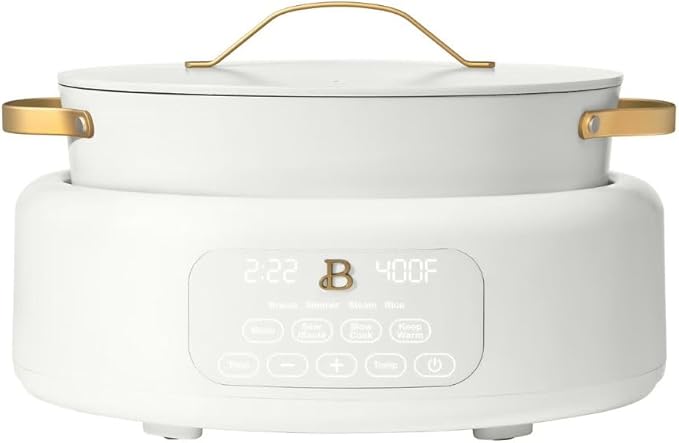 Beautiful 10-in-1 6-Qt Programmable Multi-Cooker with Oven-Safe Pot & 7 Presets ??Slow Cook, Rice, Steam, Saut챕 (WHITE ICING)