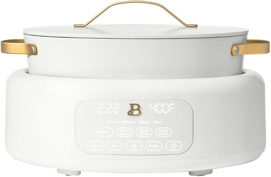 Beautiful 10-in-1 6-Qt Programmable Multi-Cooker with Oven-Safe Pot & 7 Presets ??Slow Cook, Rice, Steam, Saut챕 (WHITE ICING)