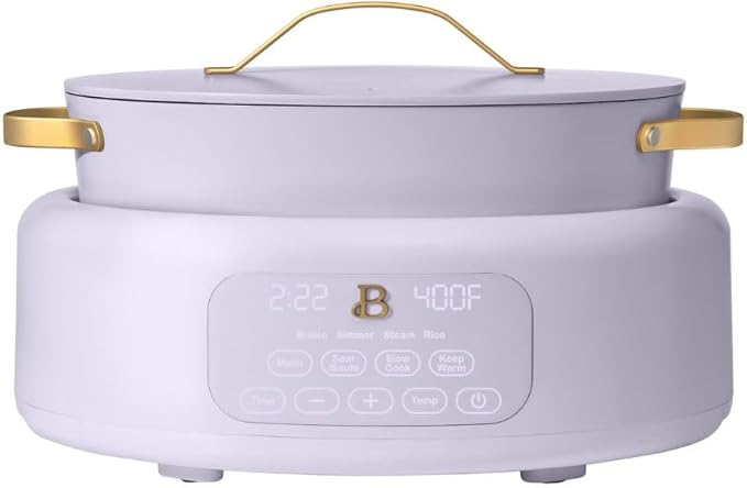 Beautiful 10-in-1 6-Qt Programmable Multi-Cooker with Oven-Safe Pot & 7 Presets ??Slow Cook, Rice, Steam, Saut챕 (lavander)