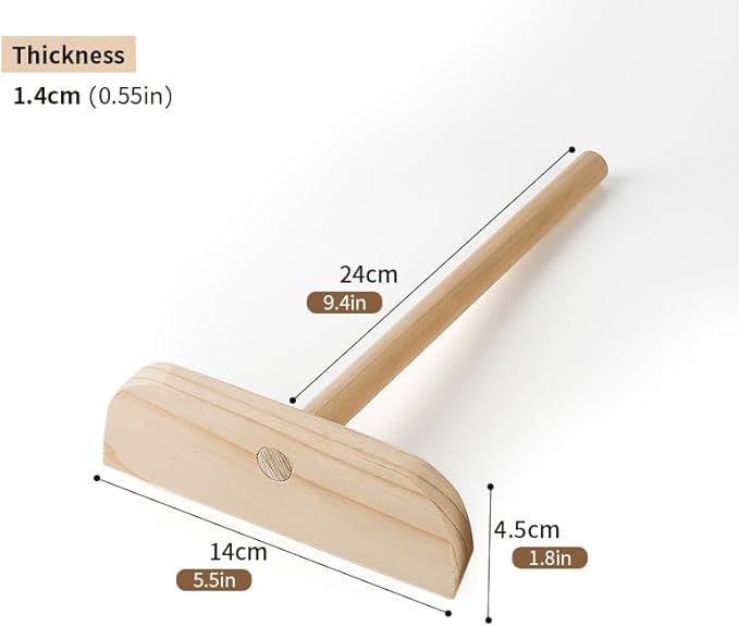 Fir Wood Pancake Spreader and Spatula Kit, 3 Size Batter Spreader and One 11.8" Spatula For Different Crepe Pans, Crepe Making Tools Suitable For Home Kitchen & Commercial Pancake Stall.