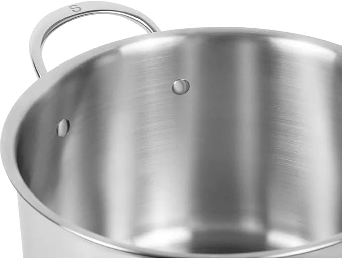 Sardel 8QT Stock Pot - Made in Italy, Stainless Steel Cooking Pot with Lid, Non Stick, Lightweight, Sturdy Heat Resistant Handles, Induction Compatible & Oven Safe