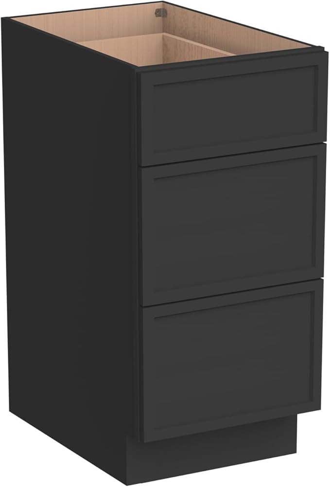 Newtown 3-Drawer Solid Wood Cabinet Premium Storage Organizer for Kitchen,Office Files, Essentials, and Mor Versatile and Stylish Drawer Cabinet for Home (NT-Charcoal Black, 12"W x 24"D x 34.5"H)