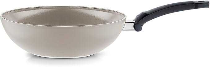 Fissler Ceratal Comfort Ceramic 11 Inch Non-Stick Wok, Warm Grey, Made without PFAS