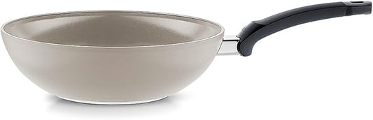 Fissler Ceratal Comfort Ceramic 11 Inch Non-Stick Wok, Warm Grey, Made without PFAS