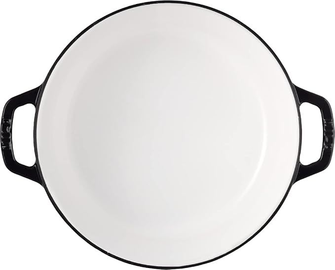 Milo by Kana 5.5-quart Enameled Cast Iron Dutch Oven with Lid | Premium Casserole Cooking Pot | Enamel Coating Inside and Out | Oven Safe and Dishwasher Friendly (Gloss Black with Gold Knob)
