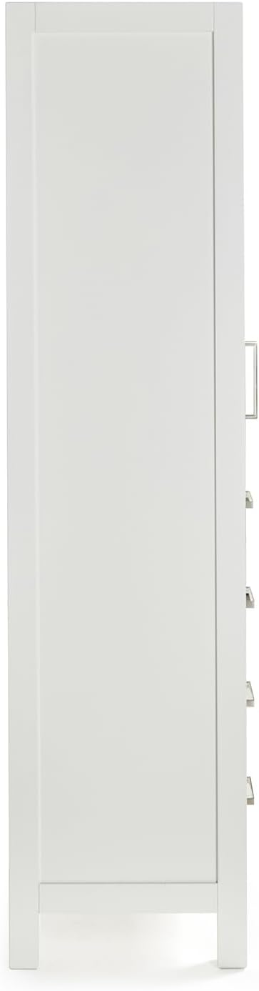 ARIEL Cambridge Bathroom Storage Cabinet - Solid Hevea Wood and Fully Assembled for Long-Lasting Durability and Sophisticated Finish, Freestanding Linen Bathroom Cabinet - 65?쒱 x 20?쓂 x 16?쒭, White