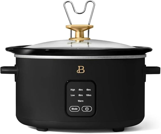Beautiful 4-Quart Slow Cooker with Touch-Activated Display, Programmable Digital Controls, Removable Non-Stick Pot, Keep Warm Function