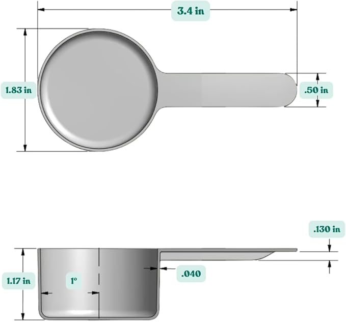 Supplement and Supply 3 Tbsp (1.5 Oz. | 43 mL) Scoop for Coffee, Protein Powder, Pet Food, Spices, Grains, Dry Goods ??Food-Grade BPA-Free Plastic Measuring Spoon (Pack of 1) Short Handle