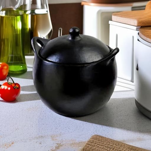 Authentic Chamba Soup & Bean Pot w/Cover - Elegant, All-Natural Black Clay Dutch Oven for Slow, Even Cooking - Stovetop & Oven Safe ??Earthenware, Handmade in Colombia - Small, 2.5 Qt.