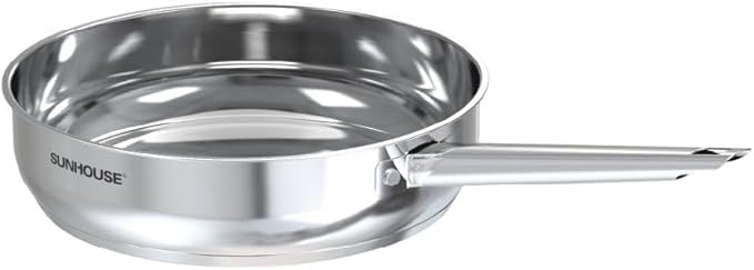 Sunhouse 10 Inch Tri-Ply Stainless Steel Frying Pan, Whole-Clad Skillet with Stay-Cool Handle, Oven Safe to 500째F, Dishwasher Safe, All Cooktop Compatible