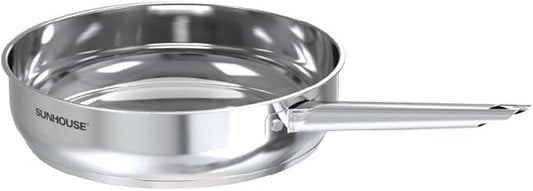 Sunhouse 10 Inch Tri-Ply Stainless Steel Frying Pan, Whole-Clad Skillet with Stay-Cool Handle, Oven Safe to 500째F, Dishwasher Safe, All Cooktop Compatible