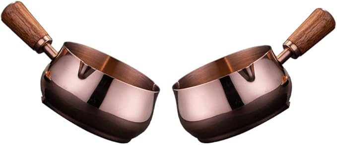 Mini Sauce Pan, 304 Stainless Steel Melting Pot, Dipping Bowls for Chocolate, Vinegar, Barbecue, Butter, Coffee, Milk Warmer for Tea, Soup - 2PCS (Rose Gold, 60ML)