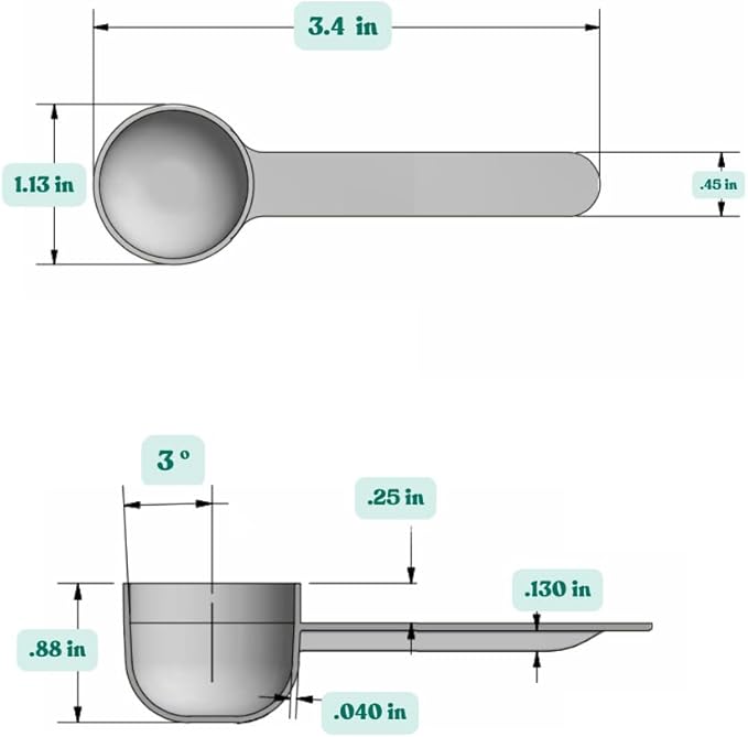 Supplement and Supply 2 Tsp (2/3 Tbsp | 10 mL) Rounded Scoop for Coffee, Protein Powder, Pet Food, Spices, Grains, Dry Goods ??Food-Grade BPA-Free Plastic Measuring Spoon (Pack of 10) Short Handle