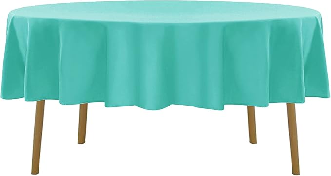 Cupuamon 60 inch Round Tablecloth Washable Polyester Table Cloth Decorative Table Cover for Wedding Party Dining Banquet（60 inch,Turquoise）