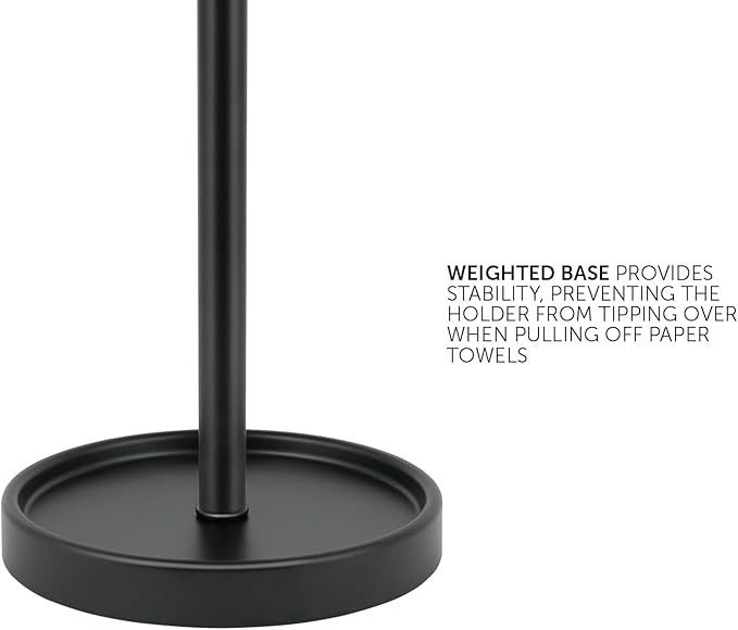 Ivilon Countertop Paper Towel Holder - Modern Sleek Ball Minimalist Design - Fits All Paper Towel Roll Sizes - Color Black