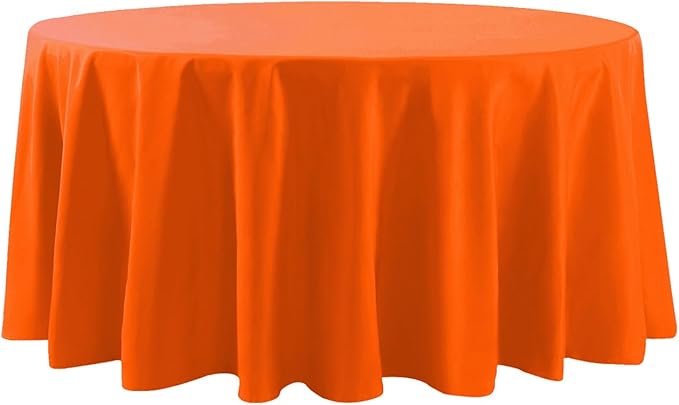 Cupuamon 108 inch Round Tablecloth Washable Polyester Table Cloth Decorative Table Cover for Wedding Party Dining Banquet（108 inch,Orange）