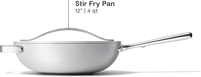 Caraway Non-Stick Stir Fry Pan - 12??Wok-Inspired Pan - Free From Forever Chemicals - High-Sloped Walls - Stainless Steel Handles - Gray