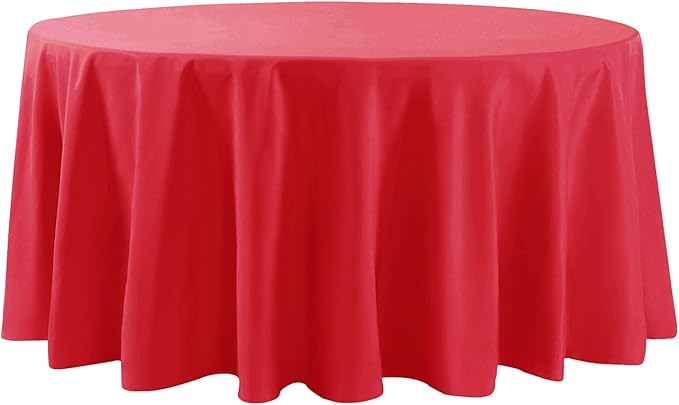 6 Pack Red Round Tablecloths 132 Inches Table Cloth Stain and Wrinkle Resistant Washable Polyester Table Cover Fabric for Party, Wedding,Dining,and Banquet Decoration