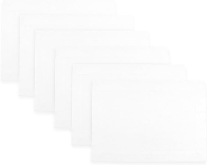 D'Moksha Homes Linen White Placemats Set of 6-100% Pure Linen Placemats 14 x 19 Inch for Valentines, Spring, Easter - Handcrafted and Machine Washable