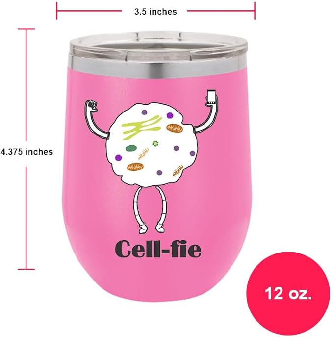 Cell Fie Wine Tumbler, Cell Fie Gift Lover, 12oz Stainless Steel Wine Tumbler, Gifts For Him, For Her, For Boys, For Girls, Birthday, Christmas Gift idea (Pink)