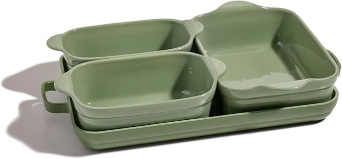 Our Place Bakeware Set | 5-Piece Ceramic Bakeware Collection with Stovetop-to-Oven Griddle Pan | PFAS-Free Non-Toxic Nonstick Pans, Oven Mat & Baking Dishes | Sage