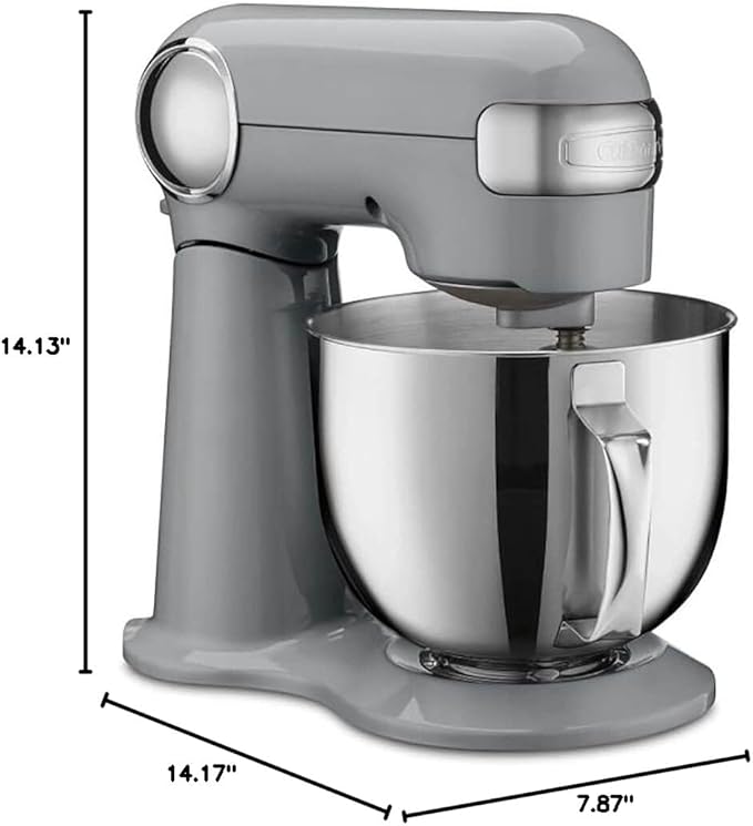 Cuisinart SM-50GR Precision Master 5.5-Quart 12-Speed Stand Mixer with Mixing Bowl, Chef's Whisk, Flat Mixing Paddle, Dough Hook, and Splash Guard with Pour Spout, Dove Gray