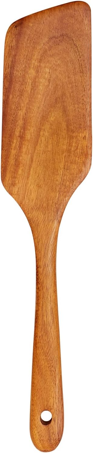Best Non Toxic Wooden Spatula for Cooking Utensils Teak Wood Wok Spatulas for Kitchen Spoon Pancake Turner Scraper Spurtle Bamboo Kitchen Utensil Flat Egg Flipper Spatula Long Fish Cooking Spatulas