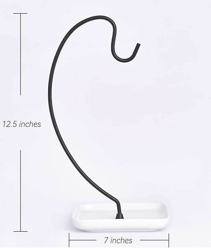 VROOMIUM Banana Holder Stand with Ceramic Bowl - Holds Up to 5 Pounds Bananas, Hassle-free Cleaning, Stylish and Chic Design Banana Rack - Chic Black