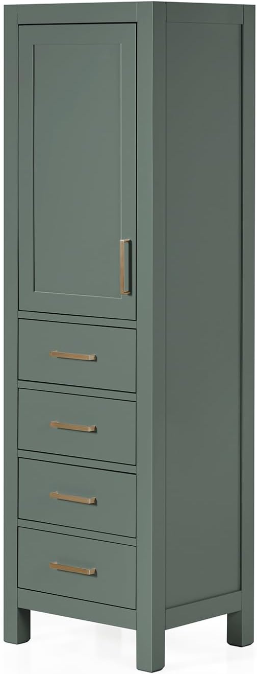 ARIEL Cambridge Bathroom Linen Storage Cabinet 65?쒱 x 20?쓂 x 16?쒭 in Vintage Green