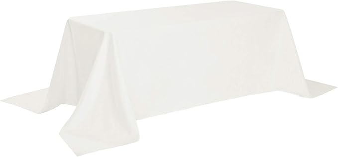 Cupuamon Rectangle Tablecloth 90x156 inch Washable Polyester Fabric Table Cloth for Wedding Party Dining Banquet Decoration（90x156, Ivory）