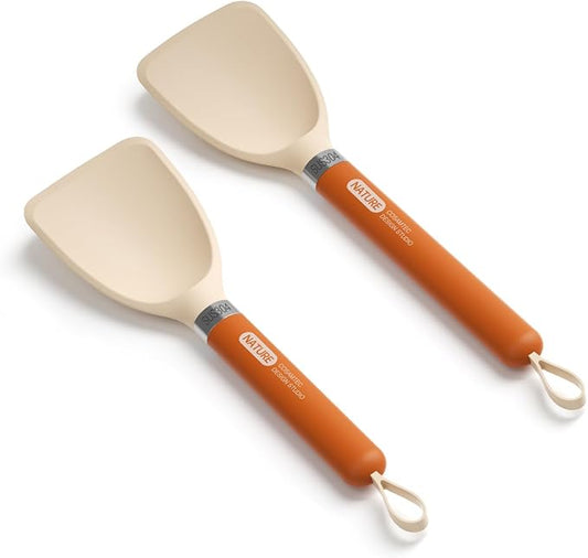 Silicone Small Spatula for Cooking Flexible Turner with Solid Inner Core and Heat Resistant Nylon Handle Ideal Spatula for Non-Stick Cookware