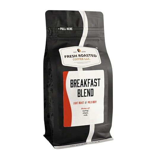 Fresh Roasted Coffee, Breakfast Blend, 12 oz, Light Roast, Kosher, Whole Bean