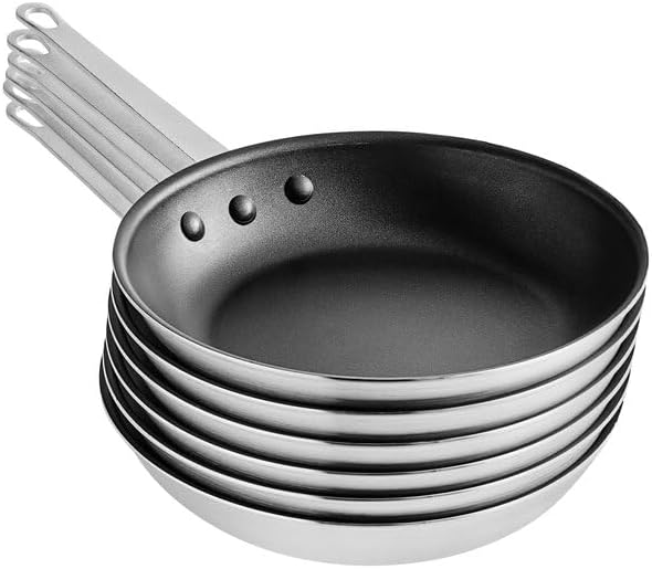 10-Inch Aluminum Non-Stick Fry Pan Set, Round, Silver and Black, Riveted Handle, Satin Finish, NSF Listed, 6 per Case