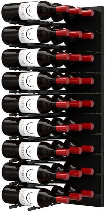 Ultra Wine Racks Fusion Wine Wall Label-Out (3 Foot, Triple Deep, Black Acrylic, Matte Black Peg) ??Modular Wine Rack for 27 Bottles, Easy Installation for Home Bar or Wine Cellar